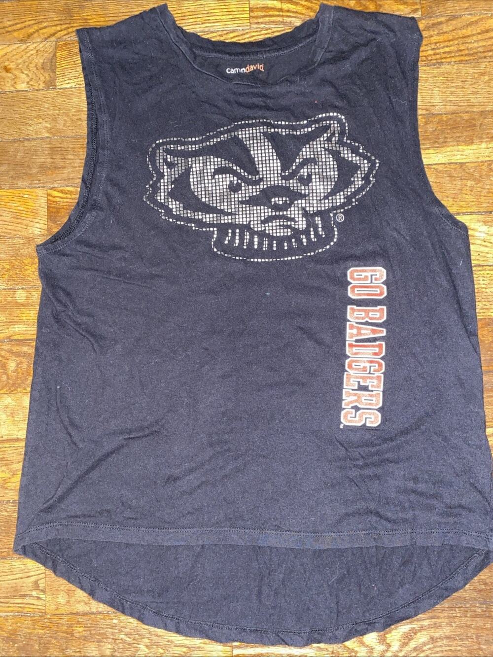 University Wisconsin Madison Camp David Womens Badgers Black Tank Large NCAA
